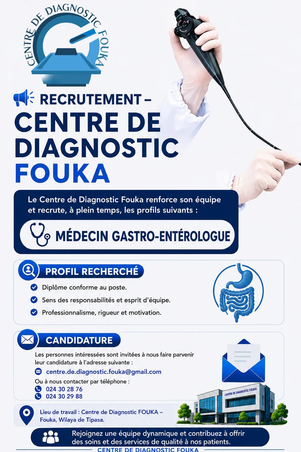 Affiche de recrutement : médecin gastro-entérologue
